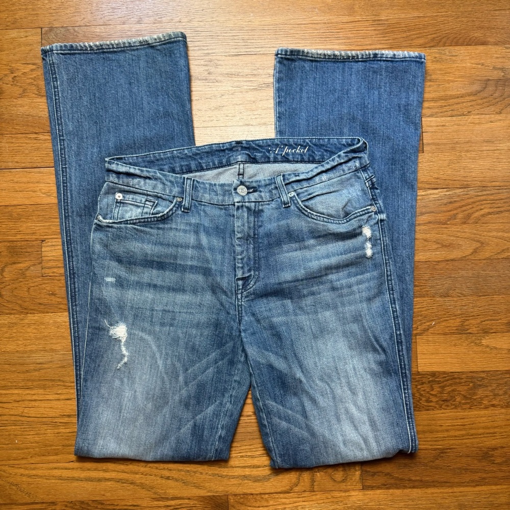 Vintage 7 For All Mankind A Pocket Distressed Bootcut Jeans Size 32 - Y2K